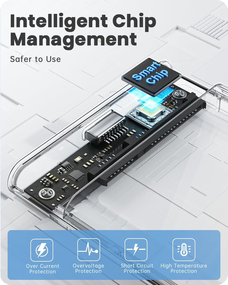 POSUGEAR حافظة قرص صلب خارجي 2.5 بوصة USB 3.0 إلى SATA III بدون أدوات حافظة قرص صلب خارجي واضحة لـ 7mm/9.5mm 2.5 بوصة SSD HDD مع UASP، متوافقة مع WD توشيبا سامسونج PS4 إكس بوكس PC TV - Image 4